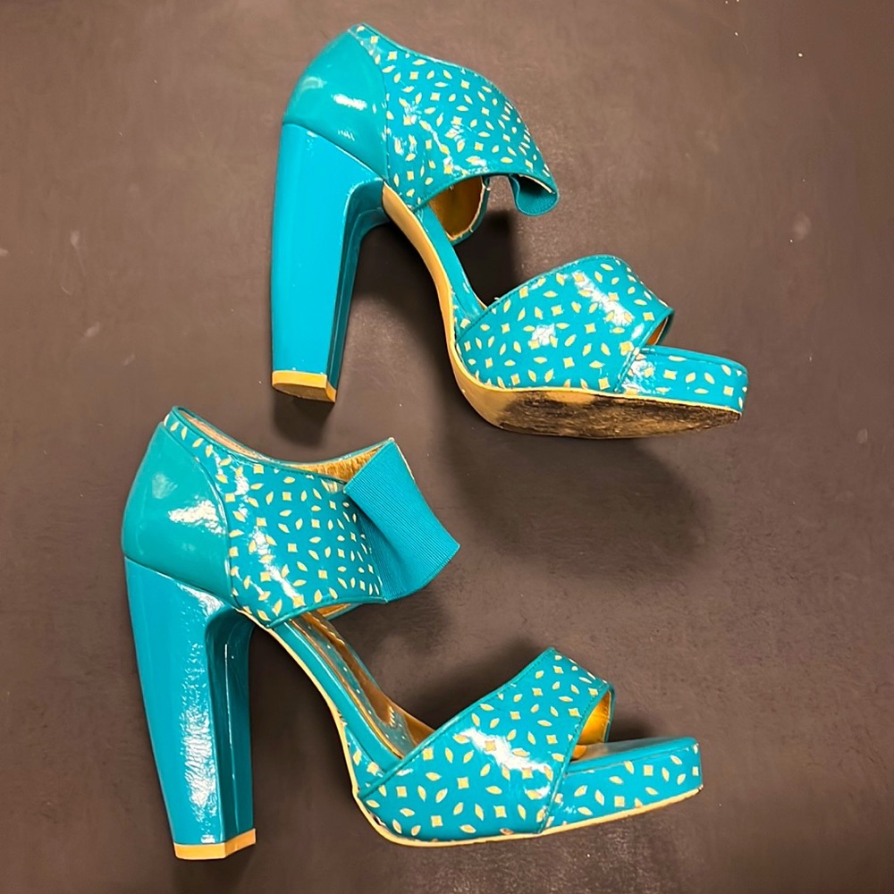 Turquoise Platform Heels